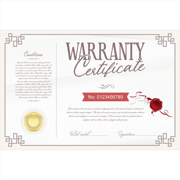 Ilustración de vector de diseño vintage retro certificado de garantía