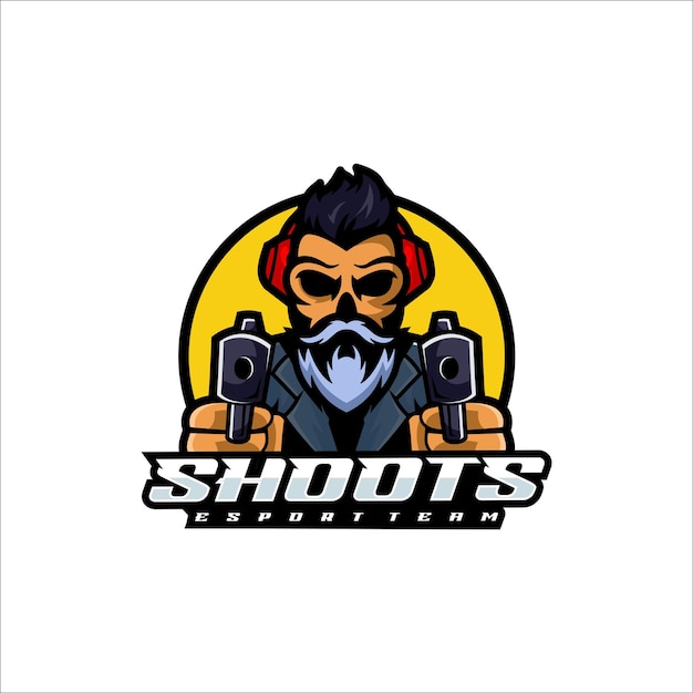 Ilustración Vector dispara con una pistola Mascota Estilo del logotipo de dibujos animados