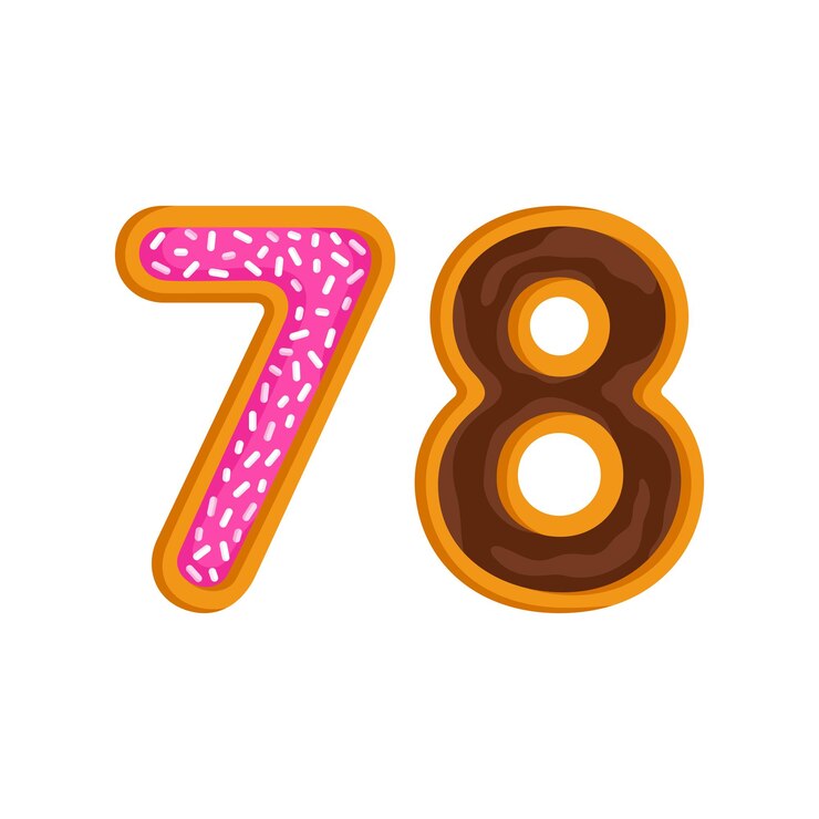 Vector ilustración de vector de donut glaseado dulce de 78 números