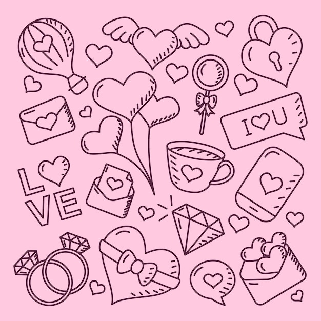 ilustración de vector de doodle de día de san valentín