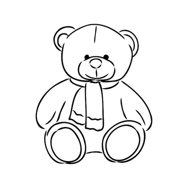 Ilustración de vector de doodle de oso de peluche aislado dibujado a mano