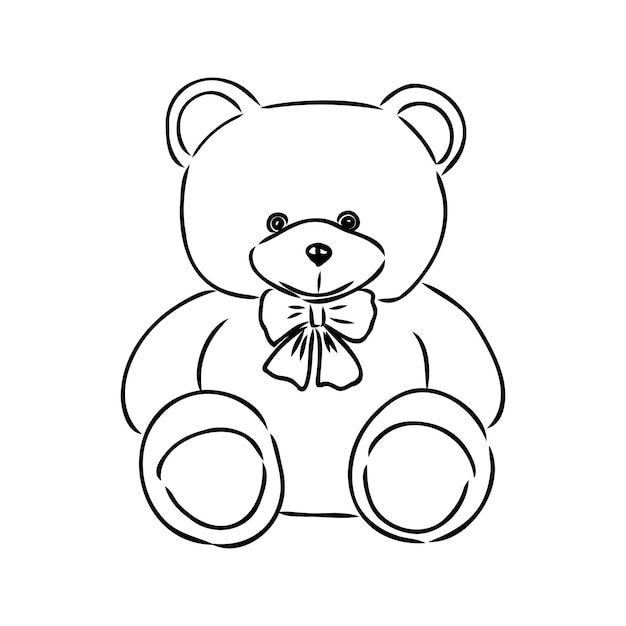 Ilustración de vector de Doodle de oso de peluche aislado dibujado a mano