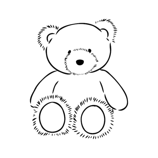 Ilustración de vector de Doodle de oso de peluche aislado dibujado a mano