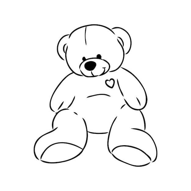 Ilustración de vector de doodle de oso de peluche aislado dibujado a mano