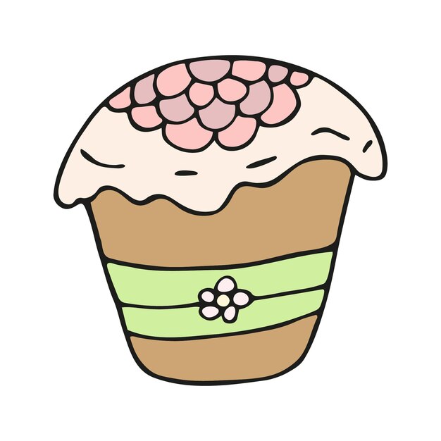 Ilustración de vector de Doodle de pan de pastel de Pascua dibujado a mano