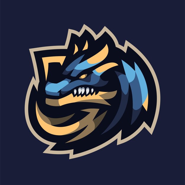 Ilustración vector dragón azul esport