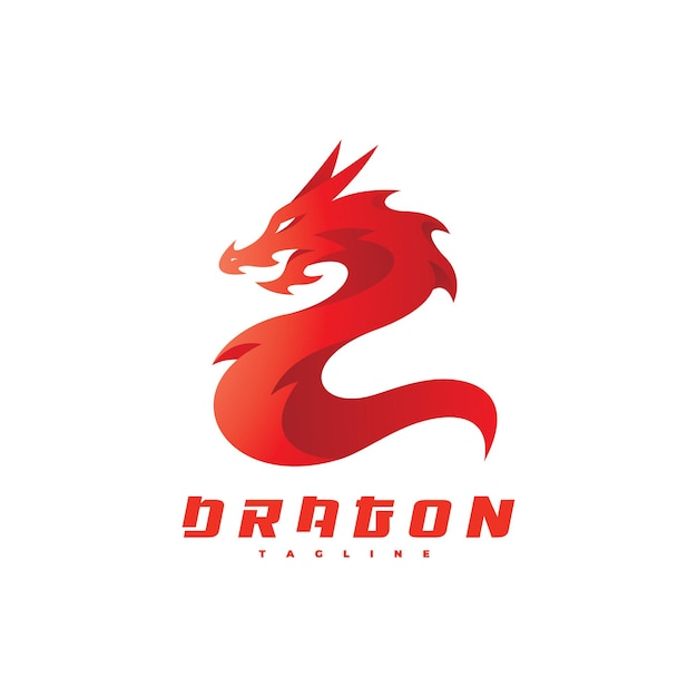 Ilustración de vector de dragón moderno Diseño de logotipo de serpiente de dragón con estilo de color degradado