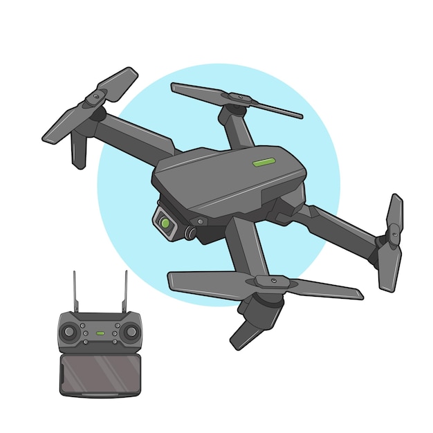 Ilustración de vector de drone y control remoto