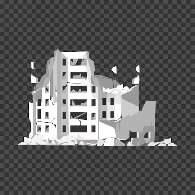 La ilustración de vector de edificio colapsado