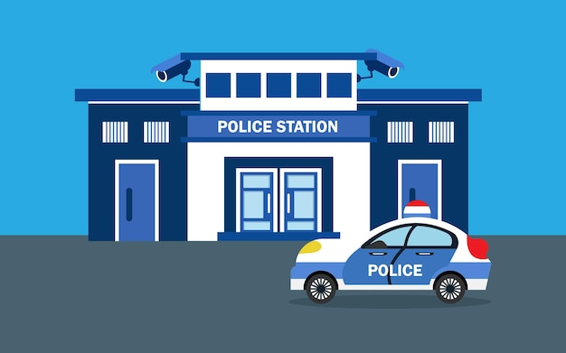 Ilustración de vector de edificio de departamento de estación de policía