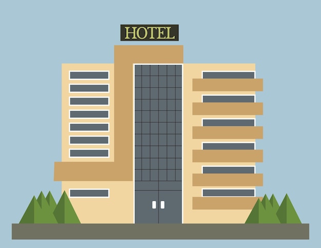 Vector ilustración de vector de edificio de hotel en estilo plano