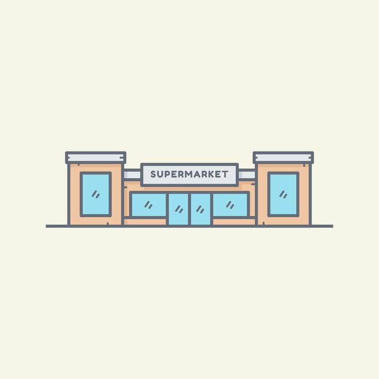 Vector ilustración de vector de edificio de supermercado