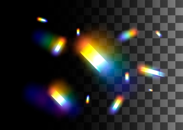 Ilustración de vector de efecto de colores de arco iris de elemento de diseño abstracto sobre fondo transparente.