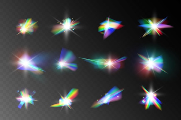 Ilustración del vector de efecto de reflexión del cristal del arco iris