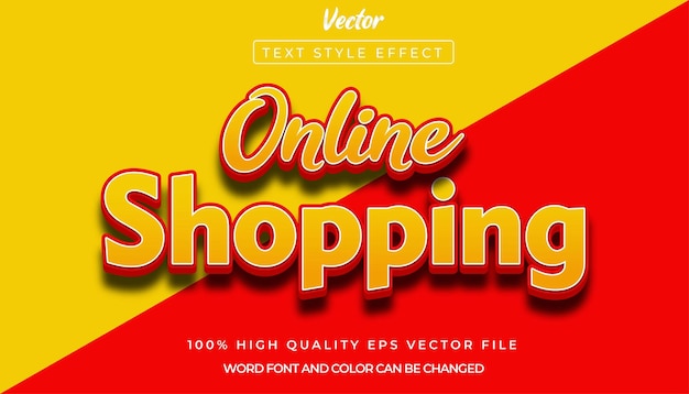 Ilustración de vector de efecto de texto editable de compras en línea