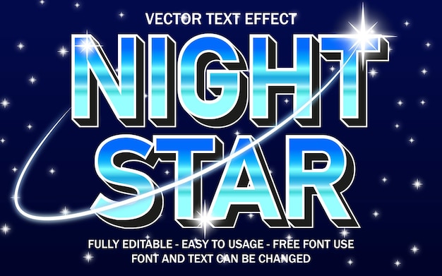 Ilustración de vector de efecto de texto editable de estrella de noche