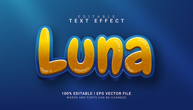 Ilustración de vector de efecto de texto editable de luna