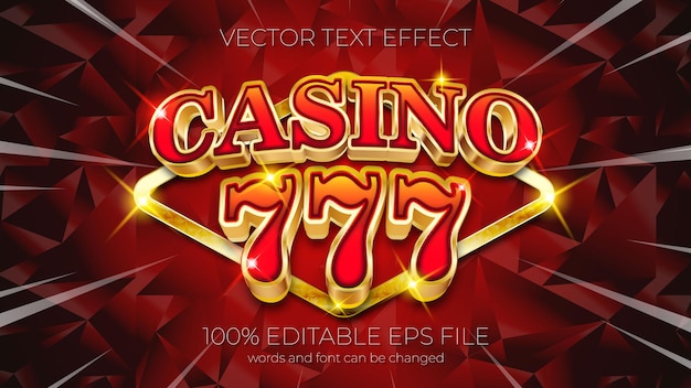 Ilustración de vector de efecto de texto, efecto de texto Casino 777