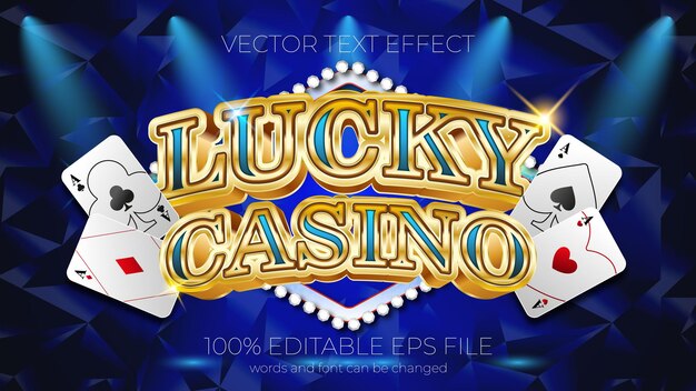 Ilustración de vector de efecto de texto, efecto de texto Lucky Casino