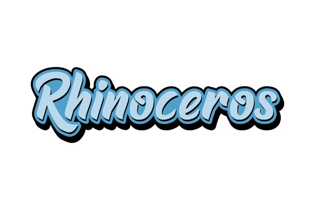 Ilustración de vector de efecto de texto de letras de rinoceronterhinoceros