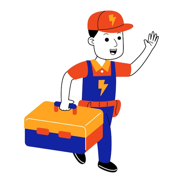 Ilustración de vector de electricista joven
