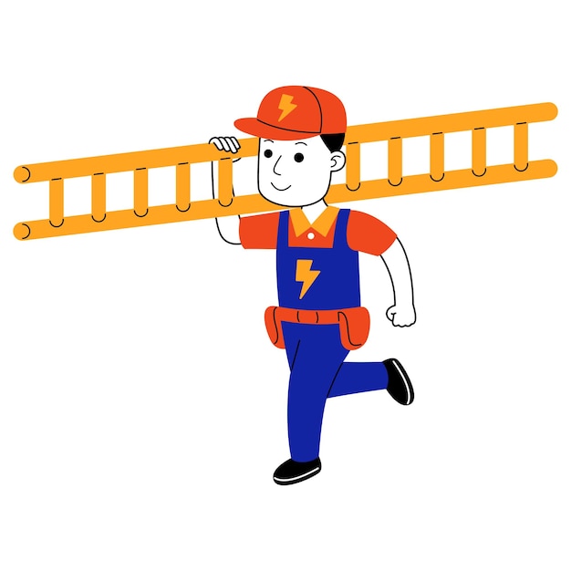 Ilustración de vector de electricista joven