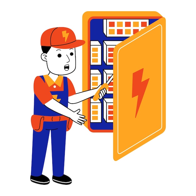 Vector ilustración de vector de electricista joven