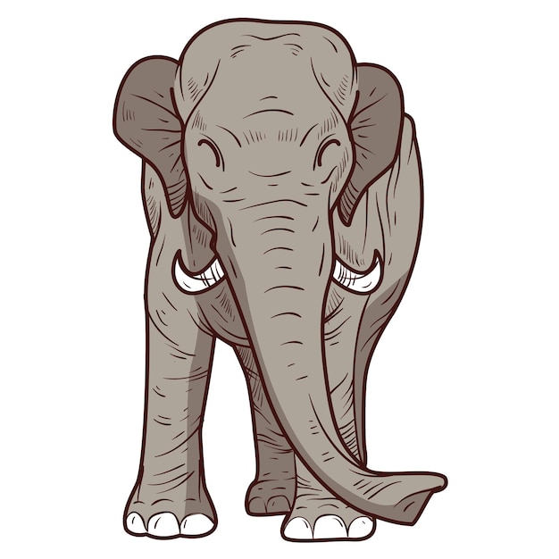 Ilustración del vector del elefante asiático feliz