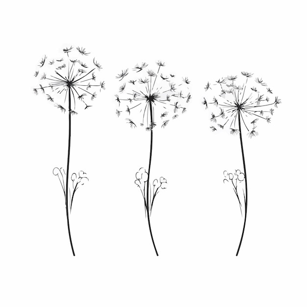 Ilustración de vector elegante de un diente de león cautivador