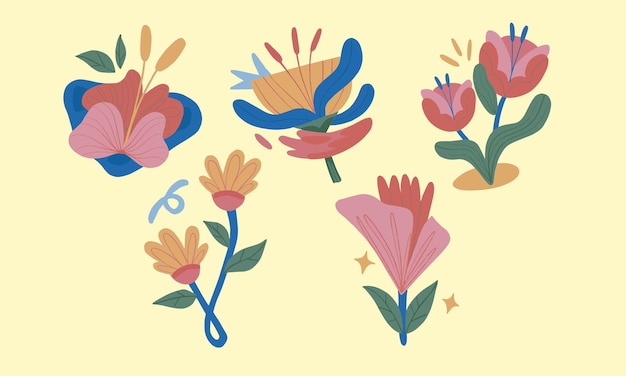 Ilustración de Vector de elementos de flores