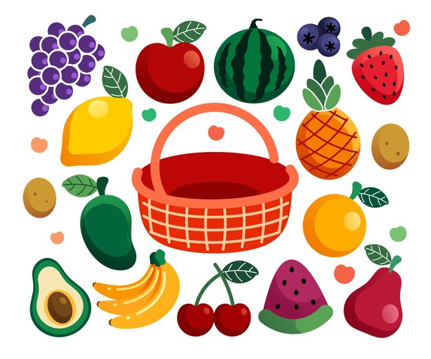 Vector ilustración de vector de elementos de frutas