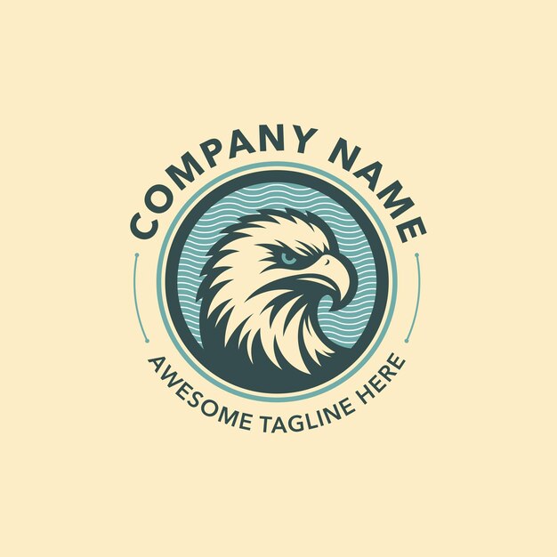 Ilustración de vector de emblema de logotipo de cabeza de águila vintage retro