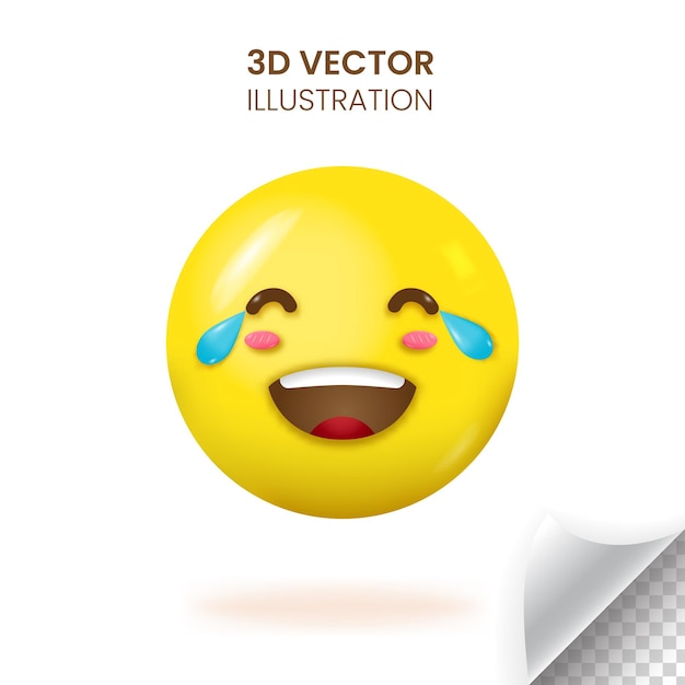 Ilustración de vector de emoji de cara de risa 3D