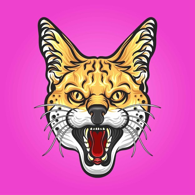 Ilustración de vector enojado cabeza lince