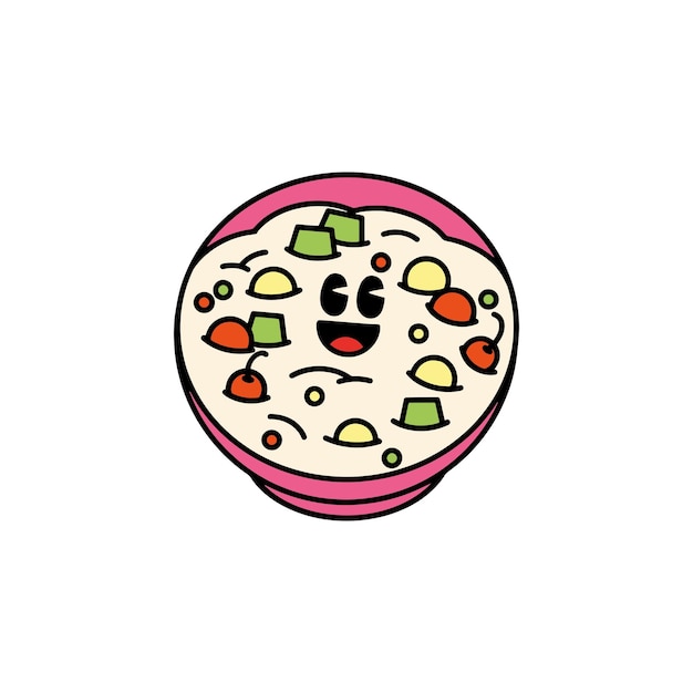 Ilustración de vector de ensalada de frutas sobre fondo blanco