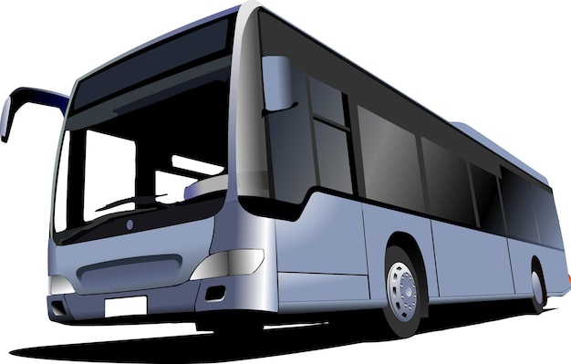 Ilustración de Vector de entrenador de autobús turístico azul