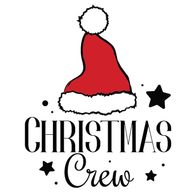 Ilustración de vector de equipo de Navidad con lindo sombrero de Santa Feliz Navidad diseño aislado bueno para tarjetas de felicitación de Navidad cartel impresión pegatinas invitaciones bebé camiseta taza regalos