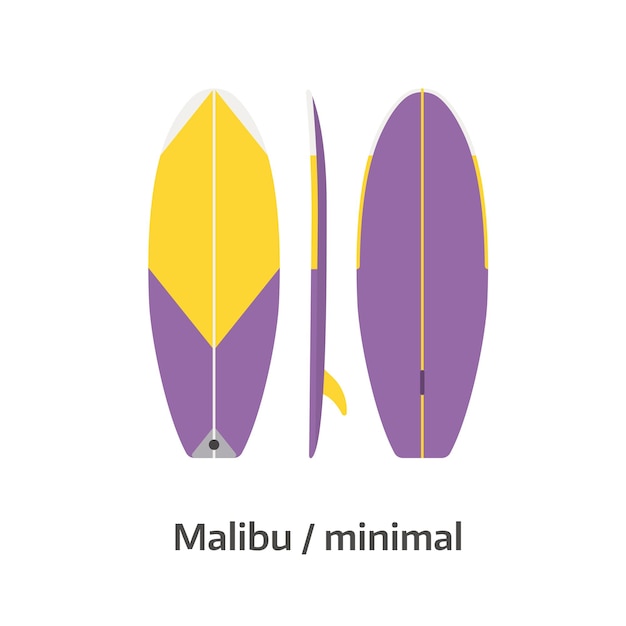 Ilustración de vector de escritorio de tabla de surf mínimo Malibu