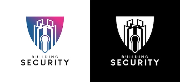 Ilustración de vector de escudo de edificio de diseño de logotipo de seguridad de edificio
