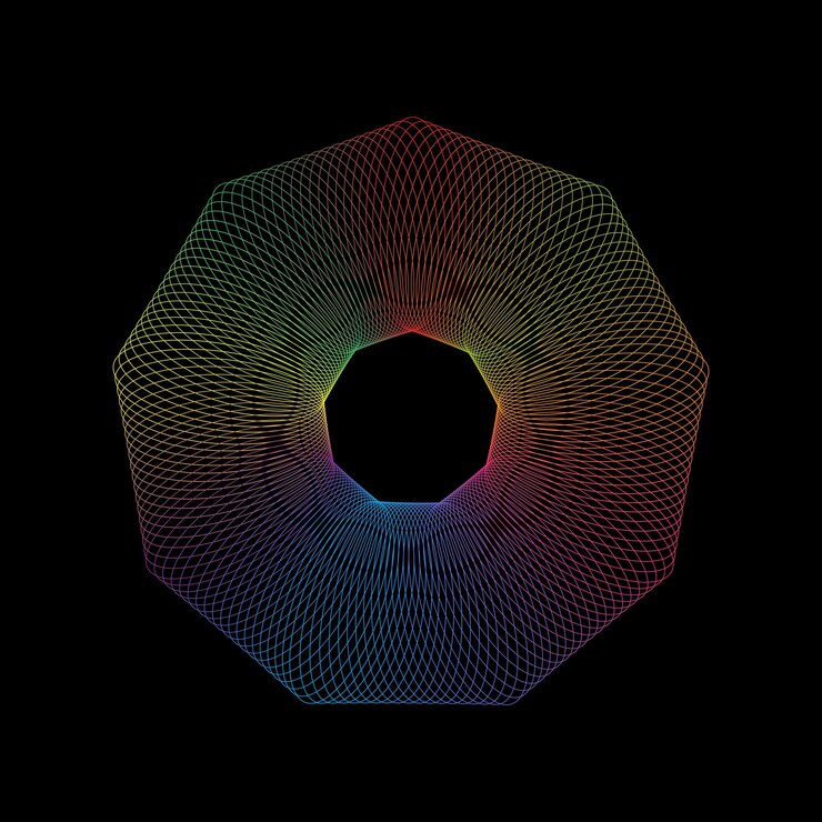 Vector ilustración de vector de espirógrafo poligonal colorido