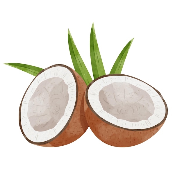 Ilustración de vector de estilo acuarela de elementos de diseño de coco