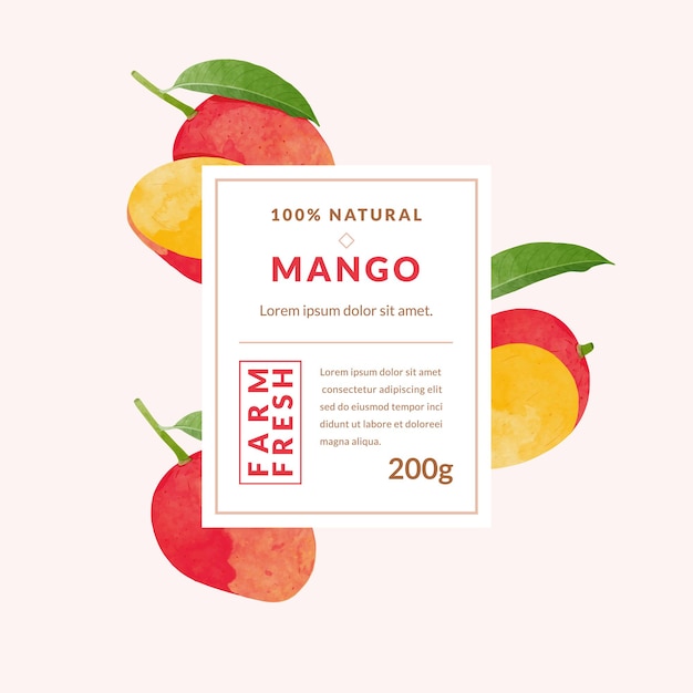 Ilustración de vector de estilo acuarela de plantillas de diseño de embalaje de mango