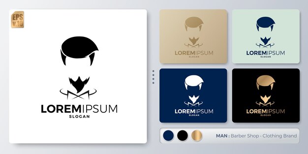 Ilustración de vector de estilo de cabello de hombre Diseño de logotipo mínimo Nombre en blanco para insertar su marca Diseñado con ejemplos para todo tipo de aplicaciones Puede usarse para la identidad de la empresa barbería