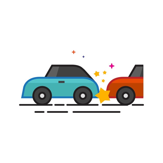 Ilustración de vector de estilo de color plano de icono de accidente de coche