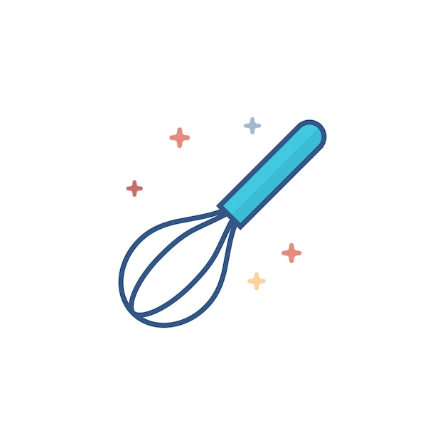 Ilustración de vector de estilo de color plano de icono de batidor de huevos