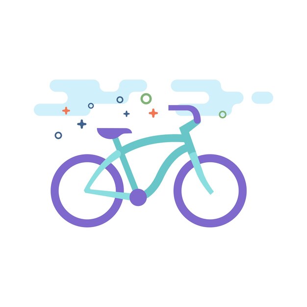 Ilustración de vector de estilo de color plano de icono de bicicleta de jinete bajo
