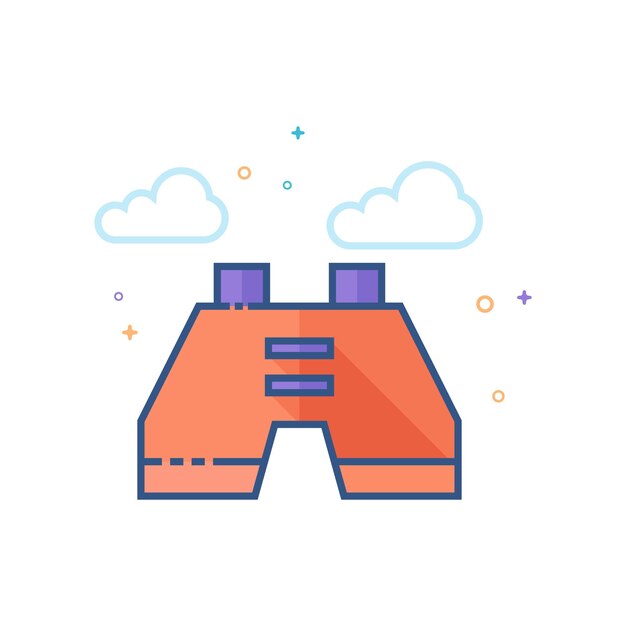 Ilustración de vector de estilo de color plano de icono binocular