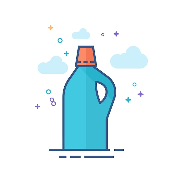 Ilustración de vector de estilo de color plano de icono de botella de detergente