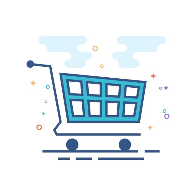 Ilustración de vector de estilo de color plano de icono de carrito de compras