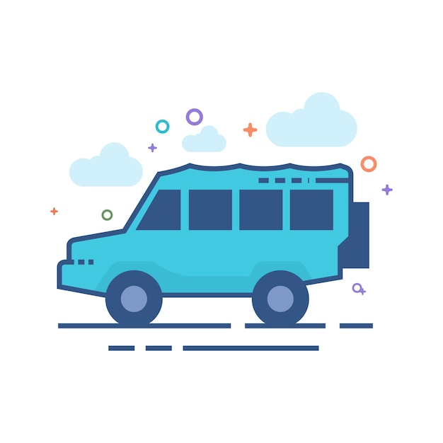 Ilustración de vector de estilo de color plano de icono de coche verde